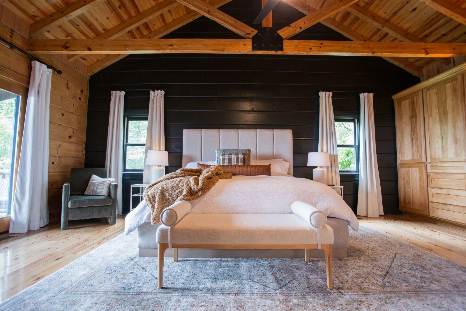 Primary bedroom with king bed