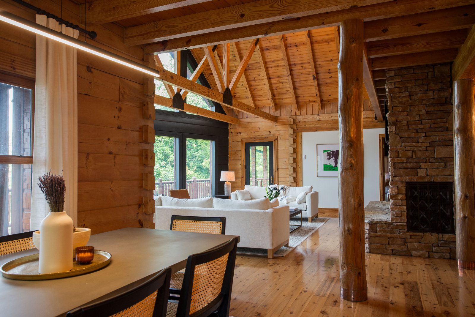 Dining area with mountain views