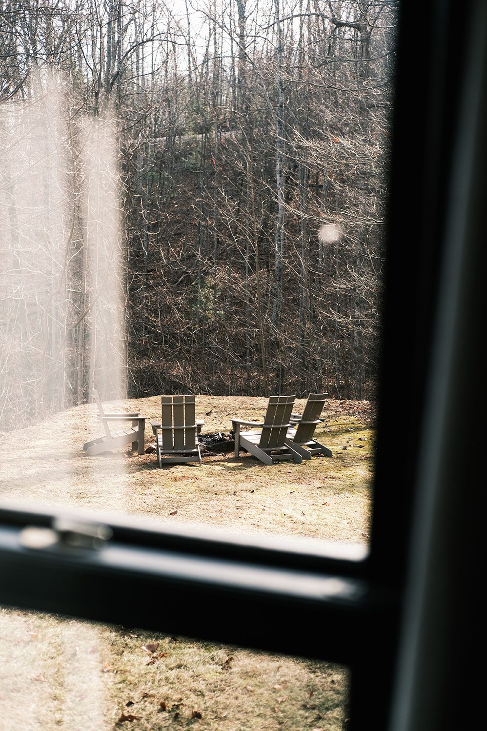 Adirondack chairs in the yard